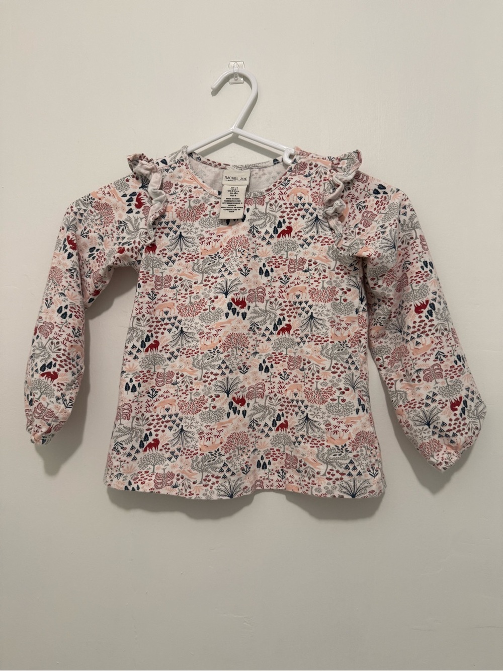 Rachel Zoe Girls' Long-Sleeve Floral & Forest Print Top - 95% cotton